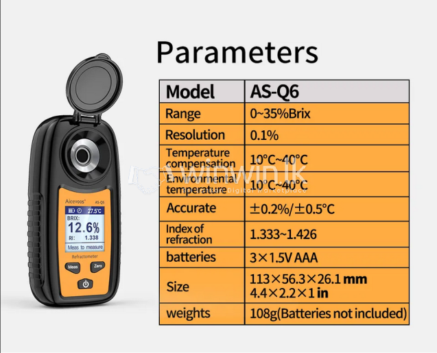 0-35% Range Digital Brix Refractometer 0.1% Resolution Sugar Meter