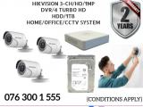 Hikvision CCTV CH 3-HD/ 1MP/ Bullet , DVR 4 Turbo & HDD
