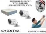 Hikvision CCTV CH 2-HD/ 1MP/ Bullet , DVR 4 Turbo